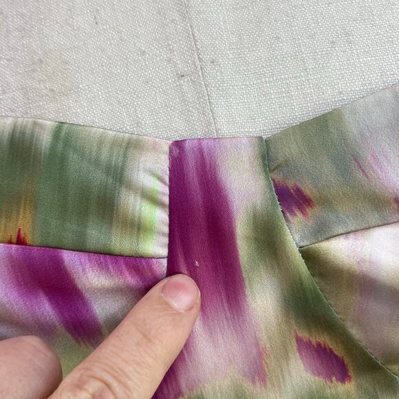 Cider Floral Satin Ruched Midi Dress Size L Watercolor Y2K Party Coquette - Picture 11 of 11